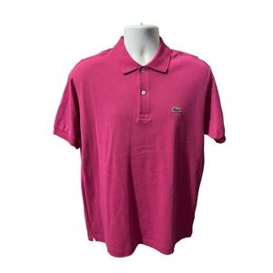 Lacoste Classic Fit Mens Polo Golf Shirt Pink Cotton Size Large EUC